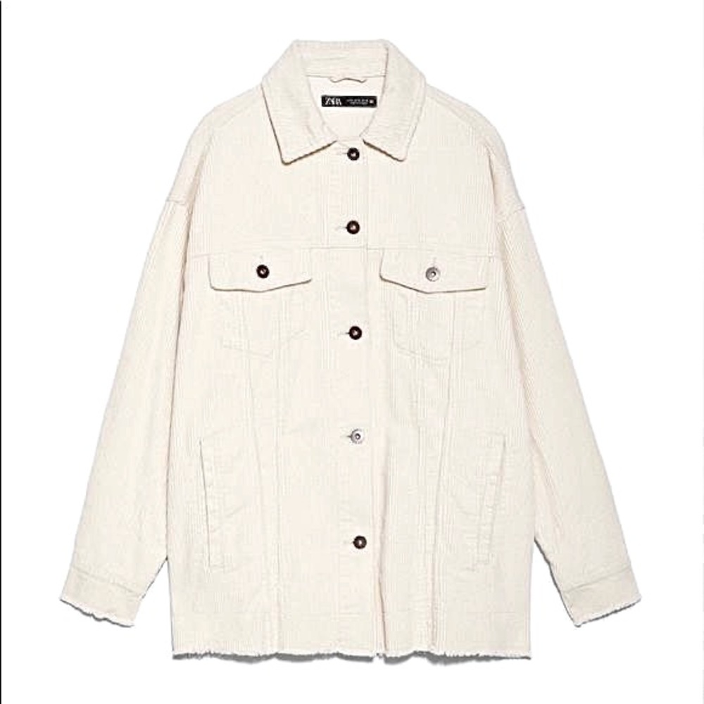 Zara Curdoroy Oversized Ecru White Cream Jacket / Shacket